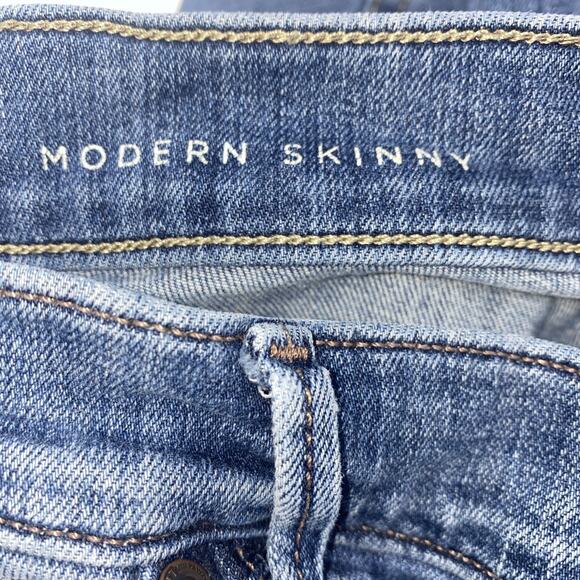 LOFT Modern Skinny Jeans Women's 27/4 Blue Stretch Denim Distressed Low Rise - Picture 11 of 13